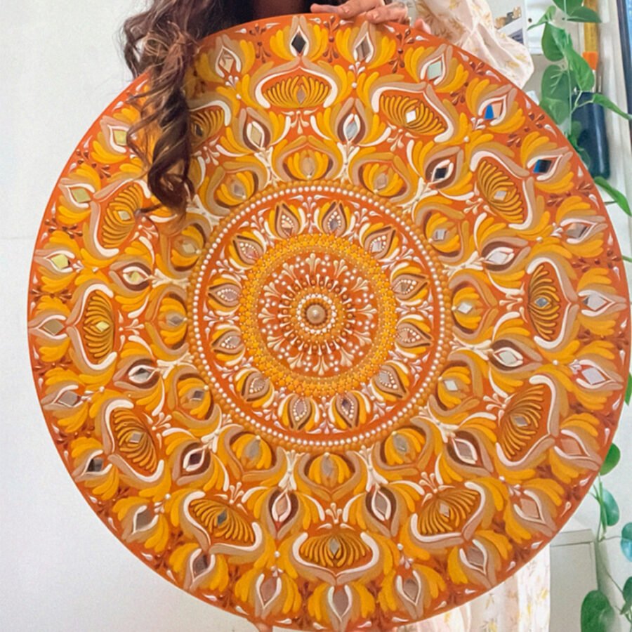 Golden Harmony – 22" Radiant Mandala Wall Art | The Magical Yantra