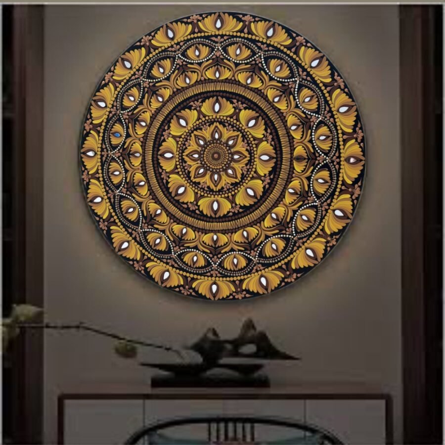 Golden Sunrise – 30" Yellow Mandala Wall Art | The Magical Yantra