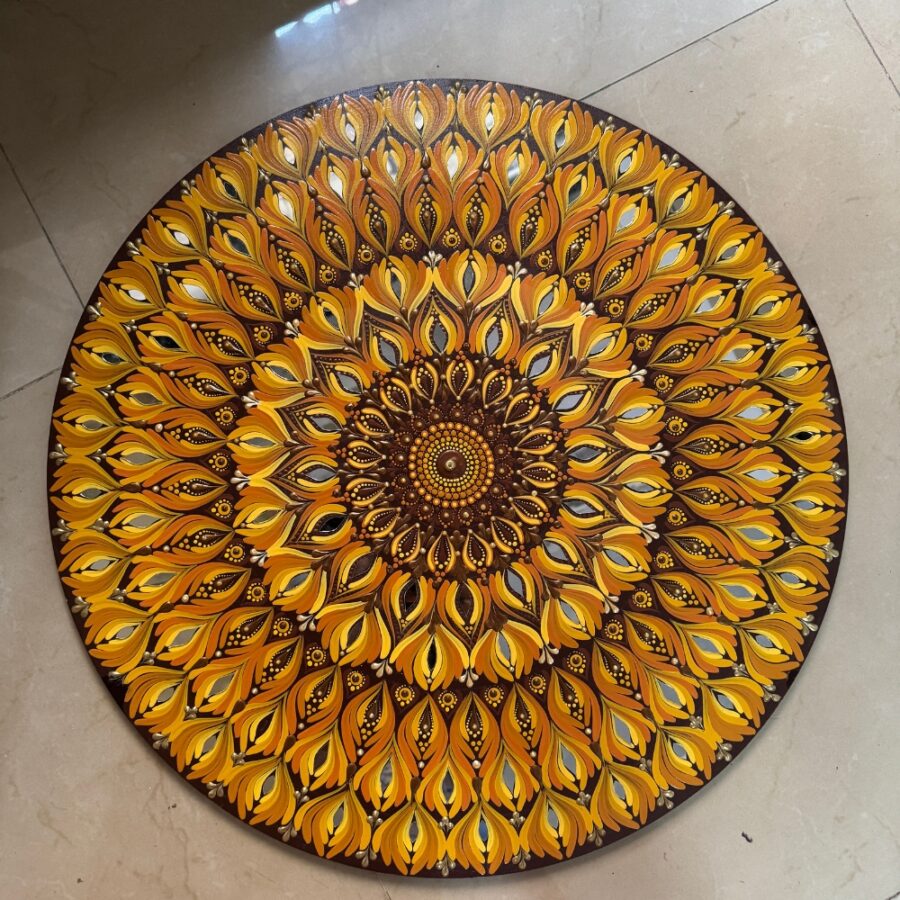 Golden Bloom Sunflower Mandala Wall Art | The Magical Yantra