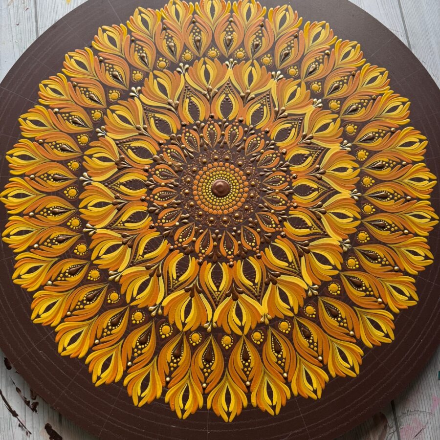 Golden Bloom Sunflower Mandala Wall Art | The Magical Yantra