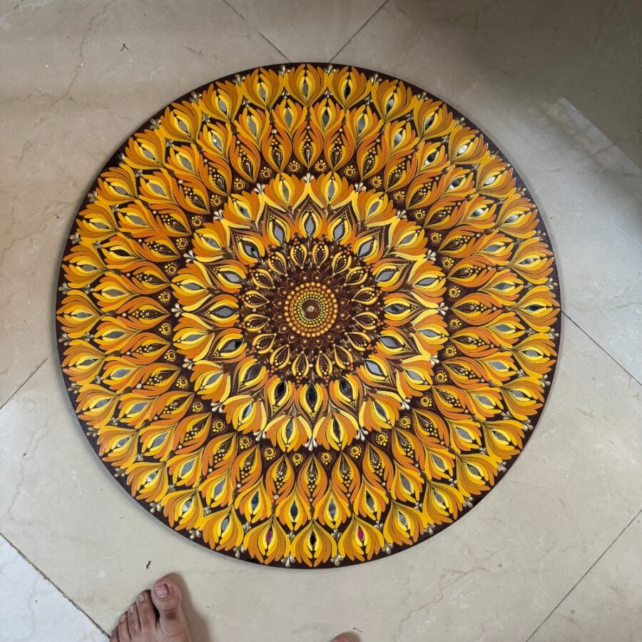 Golden Bloom Sunflower Mandala Wall Art | The Magical Yantra